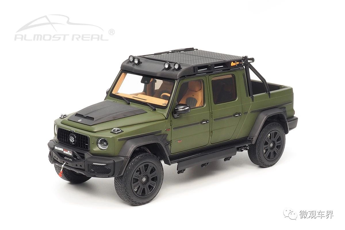 Brabus G 800 Adventure XLP - 2020 - Nato Oliv Matte 1/18  中文：博速 800 探險(xiǎn)版 XLP 2020款 亞光橄欖綠 1/18  顏色：亞光橄欖綠車身，配亞光碳纖維裝飾