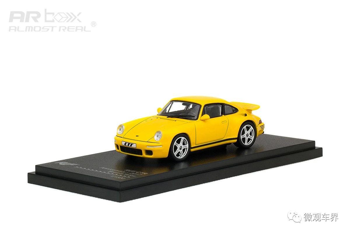 RUF CTR Anniversary - 2017 - Blossom Yellow 1/64中文：RUF CTR 周年版 2017款 繁花黃 1/64顏色：繁花黃比例：1/64主要特征：經(jīng)典鯨尾，寬體車身